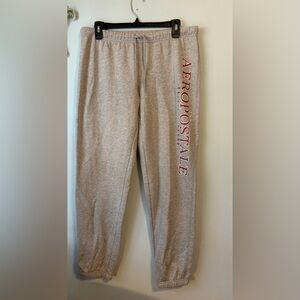 Aeropostale Low Rise Juniors Light Gray Joggers with Maroon Logo